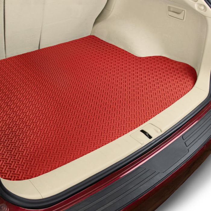 Red Car Floor Mats 4 Pieces Set Carpet Rubber Backing All Weather Protection